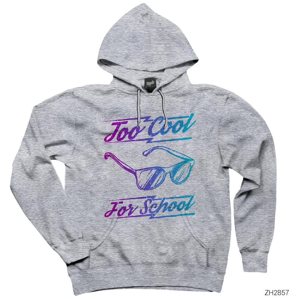 Too Cool For Shcool Gri Kapşonlu Sweatshirt Hoodie