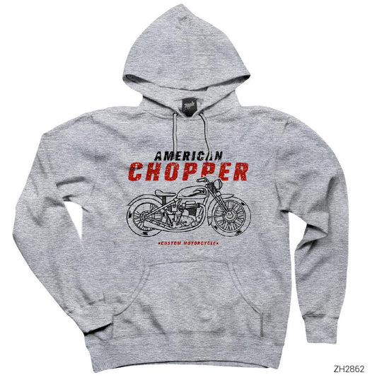 American Chopper Gri Kapşonlu Sweatshirt Hoodie