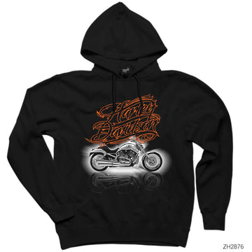 Harley Davidson Lined Siyah Kapşonlu Sweatshirt Hoodie