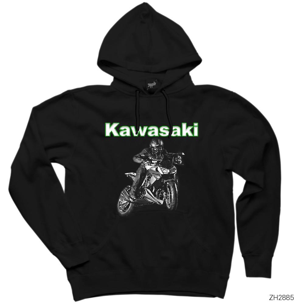 Kawasaki Acro Siyah Kapşonlu Sweatshirt Hoodie