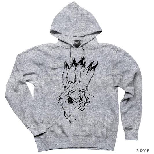 Dr. Stone Emc2 Gri Kapşonlu Sweatshirt Hoodie