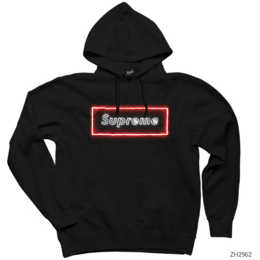 Supreme Neon Siyah Kapşonlu Sweatshirt Hoodie