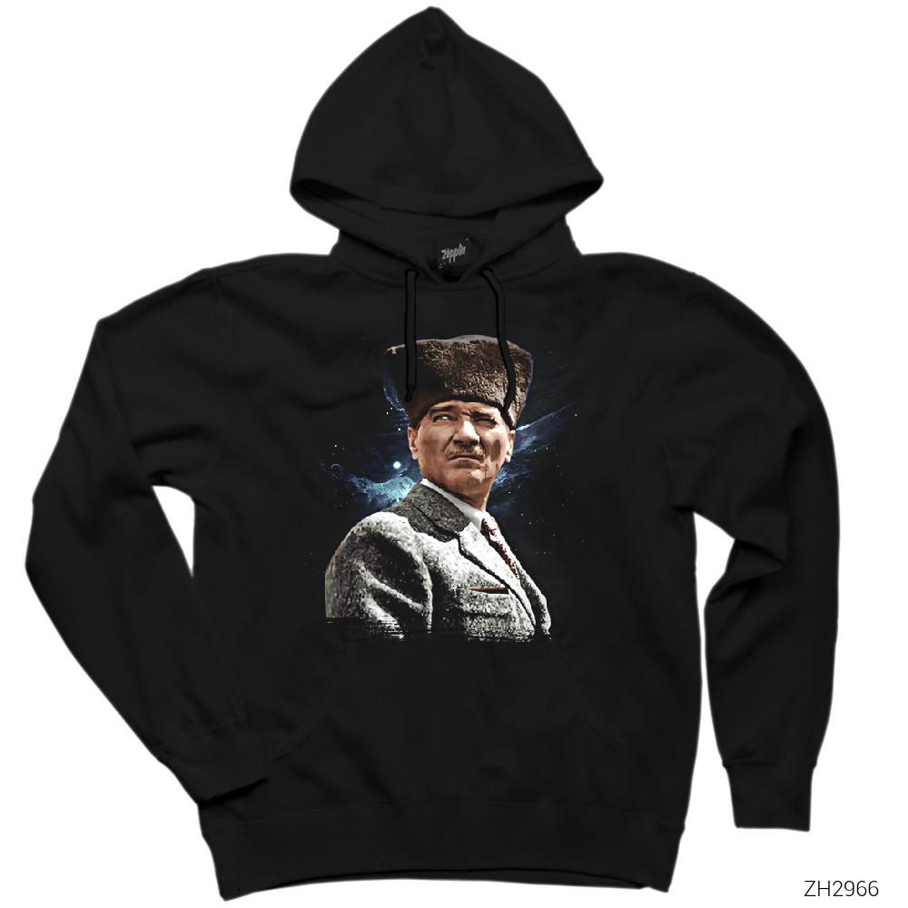 Atatürk Baş Komutan Siyah Kapşonlu Sweatshirt Hoodie