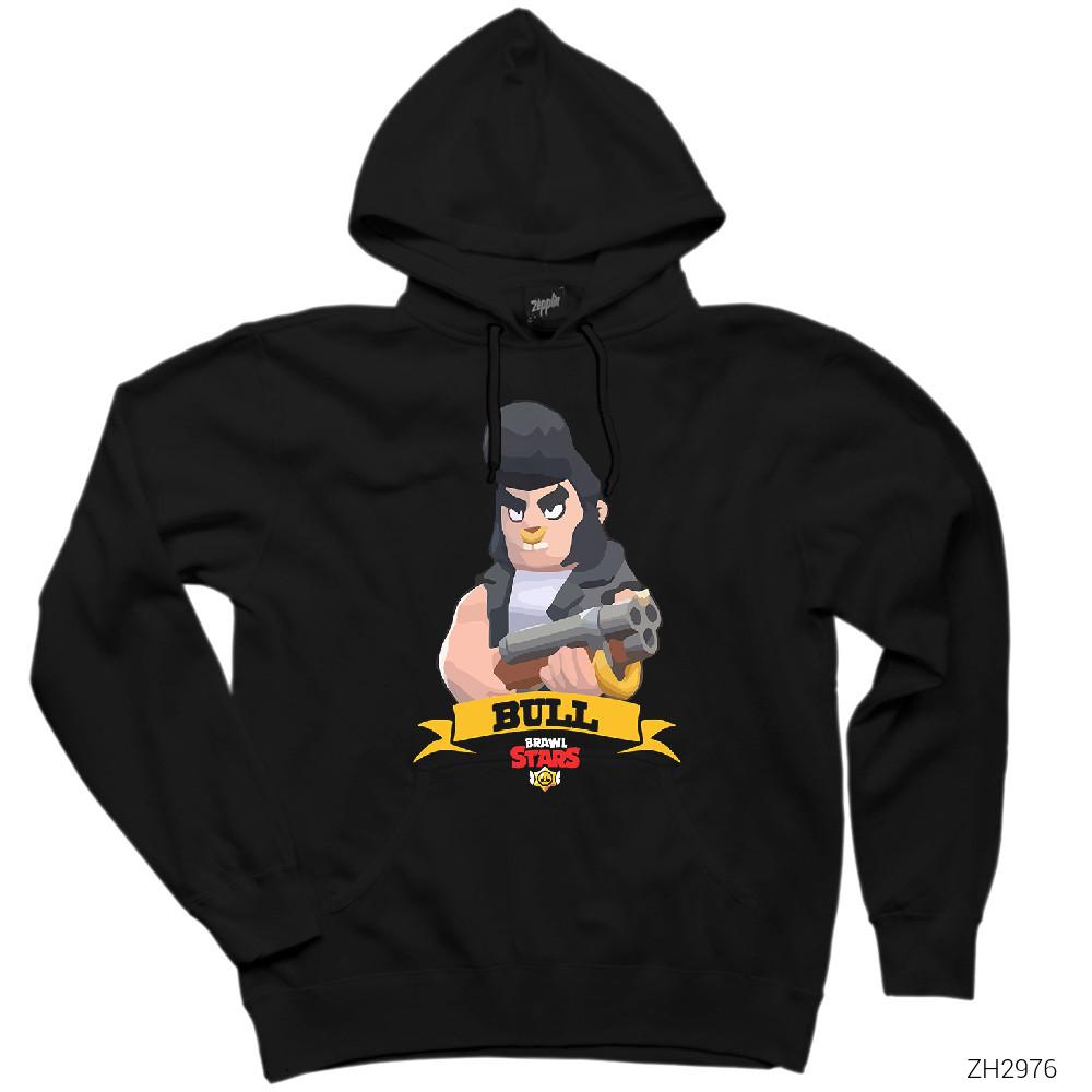 Brawl Stars Bull Siyah Kapşonlu Sweatshirt Hoodie