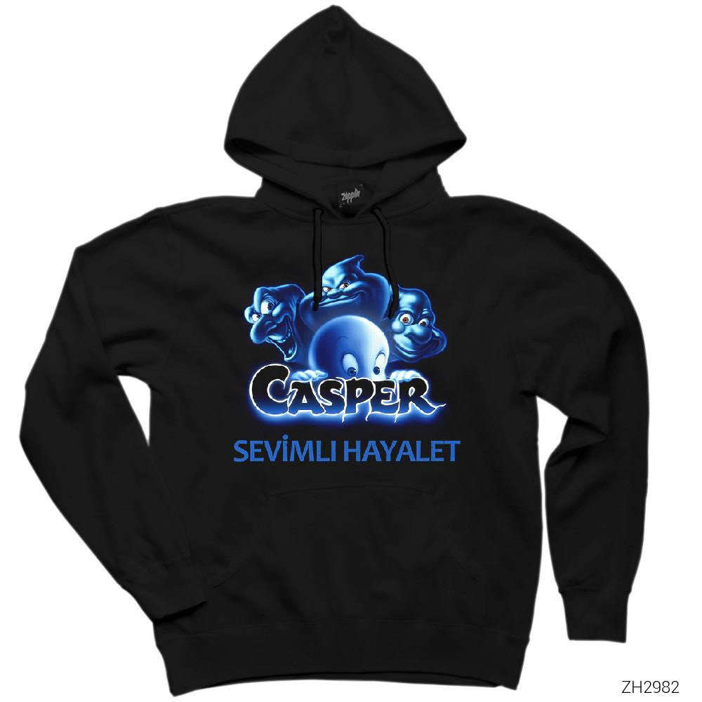 Casper Sevimli Hayalet Siyah Kapşonlu Sweatshirt Hoodie