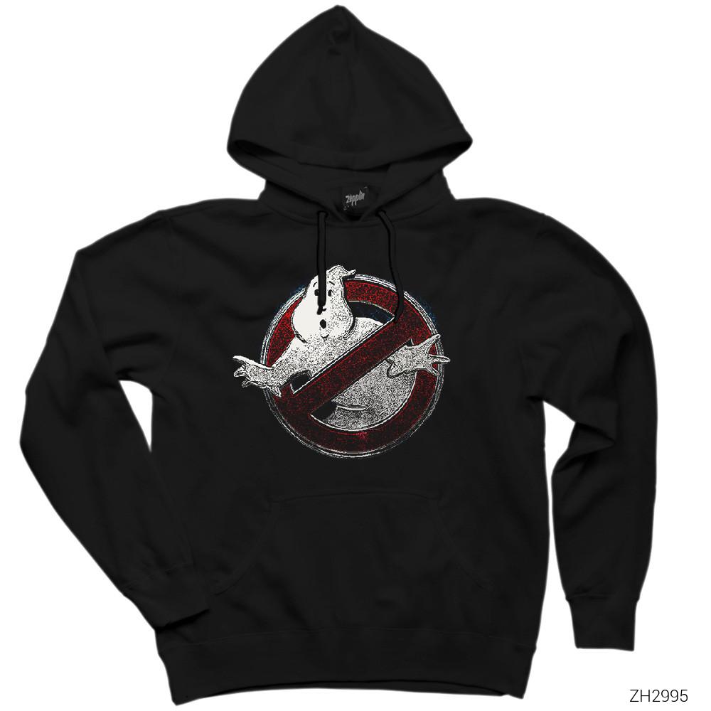 Ghostbuster Splash Siyah Kapşonlu Sweatshirt Hoodie