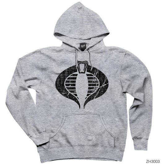 GI Joe Cobra Logo Gri Kapşonlu Sweatshirt Hoodie