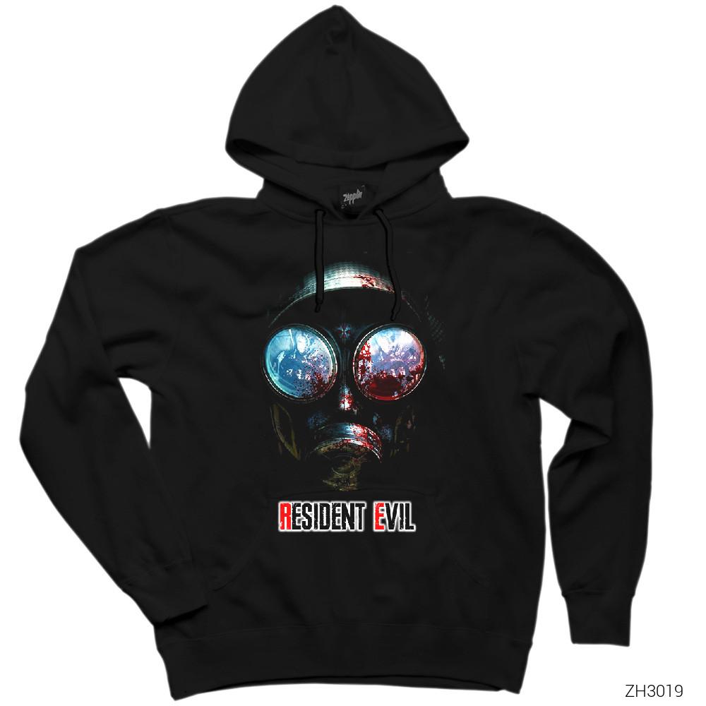 Resident Evil Gas Mask Siyah Kapşonlu Sweatshirt Hoodie