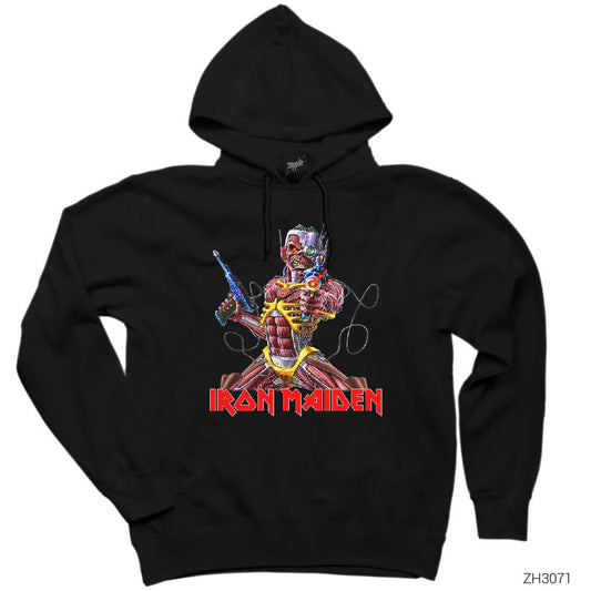 Iron Maiden in the War Siyah Kapşonlu Sweatshirt Hoodie