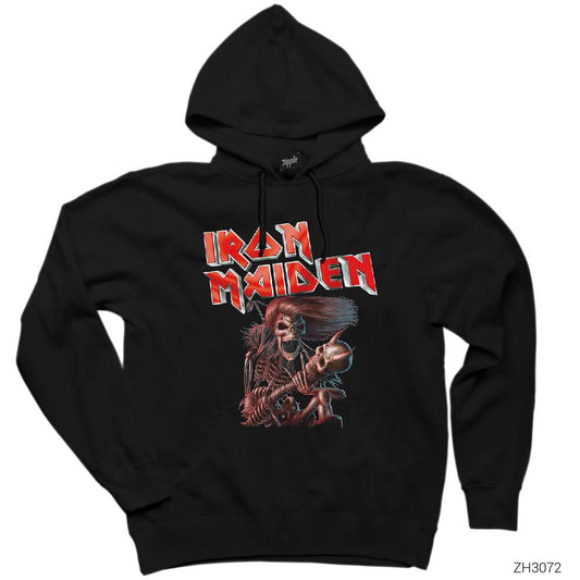 Iron Maiden Skull Siyah Kapşonlu Sweatshirt Hoodie