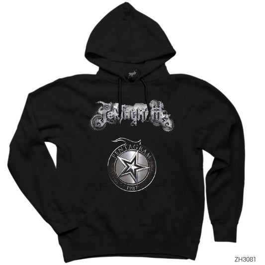 Pentagram 1987 Siyah Kapşonlu Sweatshirt Hoodie