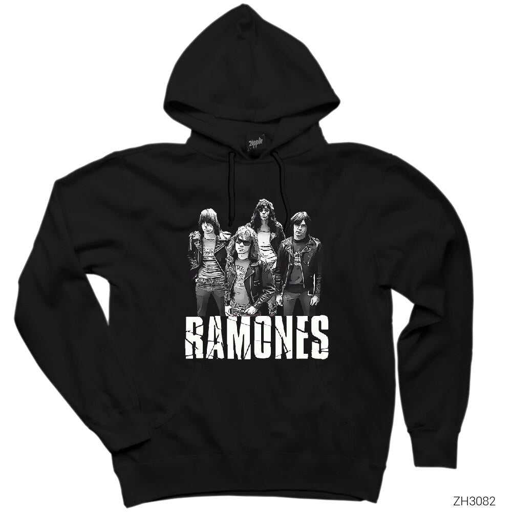 Ramones Band Siyah Kapşonlu Sweatshirt Hoodie