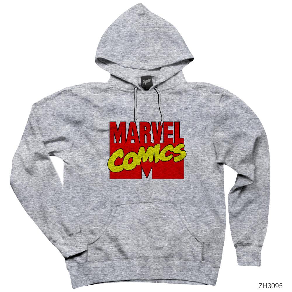 Marvel Comics Gri Kapşonlu Sweatshirt Hoodie