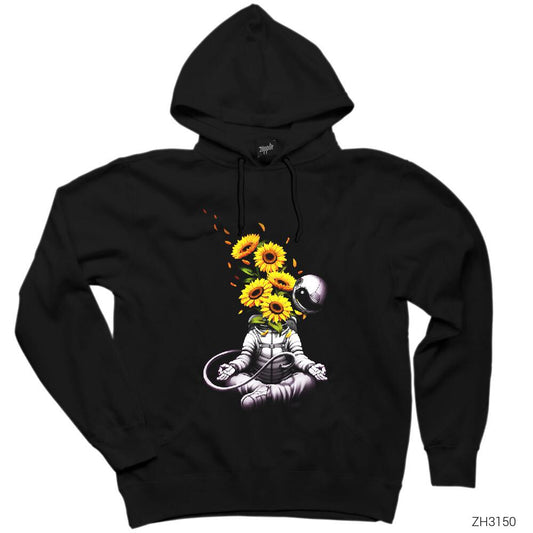 Astranot Meditasyon Siyah Kapşonlu Sweatshirt Hoodie