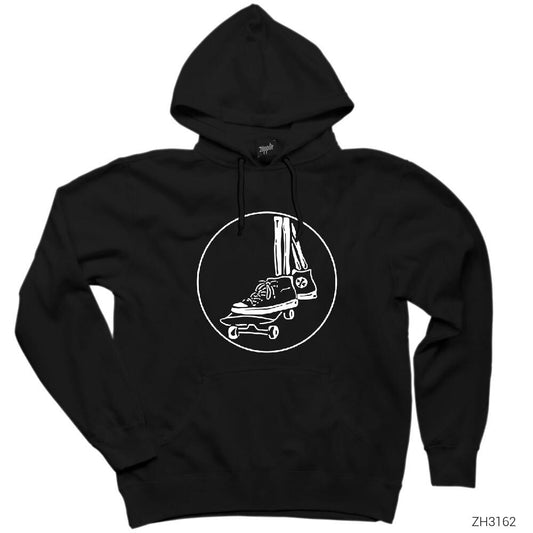 Skater Skull Siyah Kapşonlu Sweatshirt Hoodie