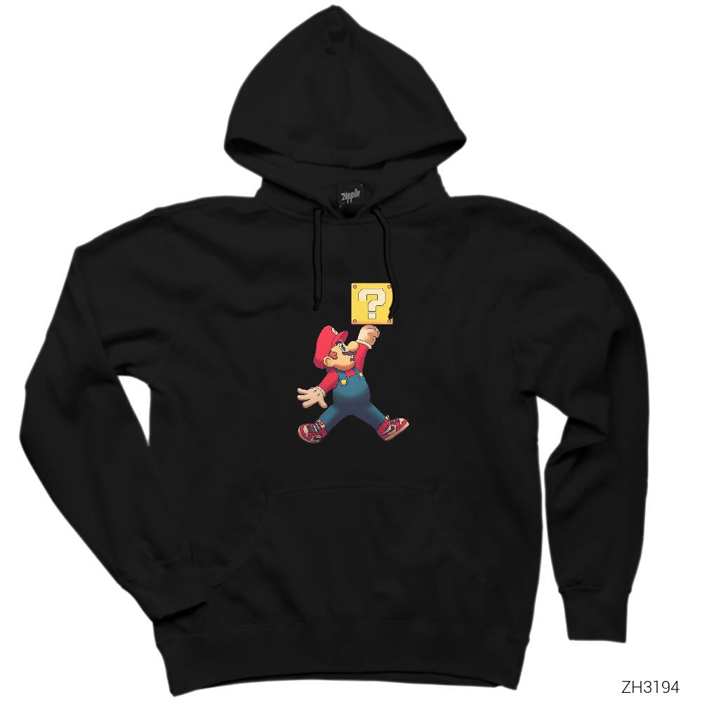 Air Mario Siyah Kapşonlu Sweatshirt Hoodie