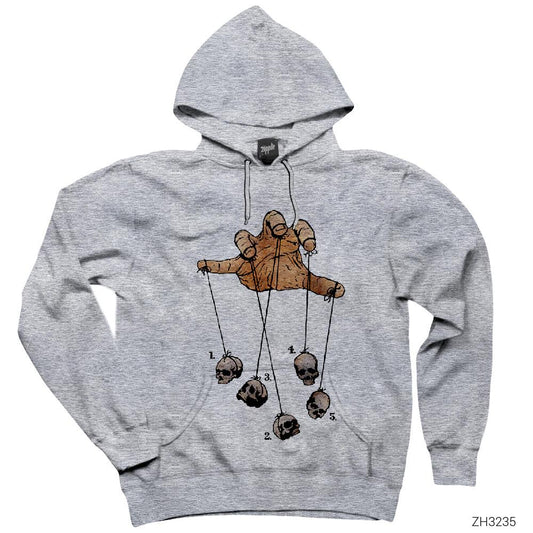 Puppet Skull Gri Kapşonlu Sweatshirt Hoodie