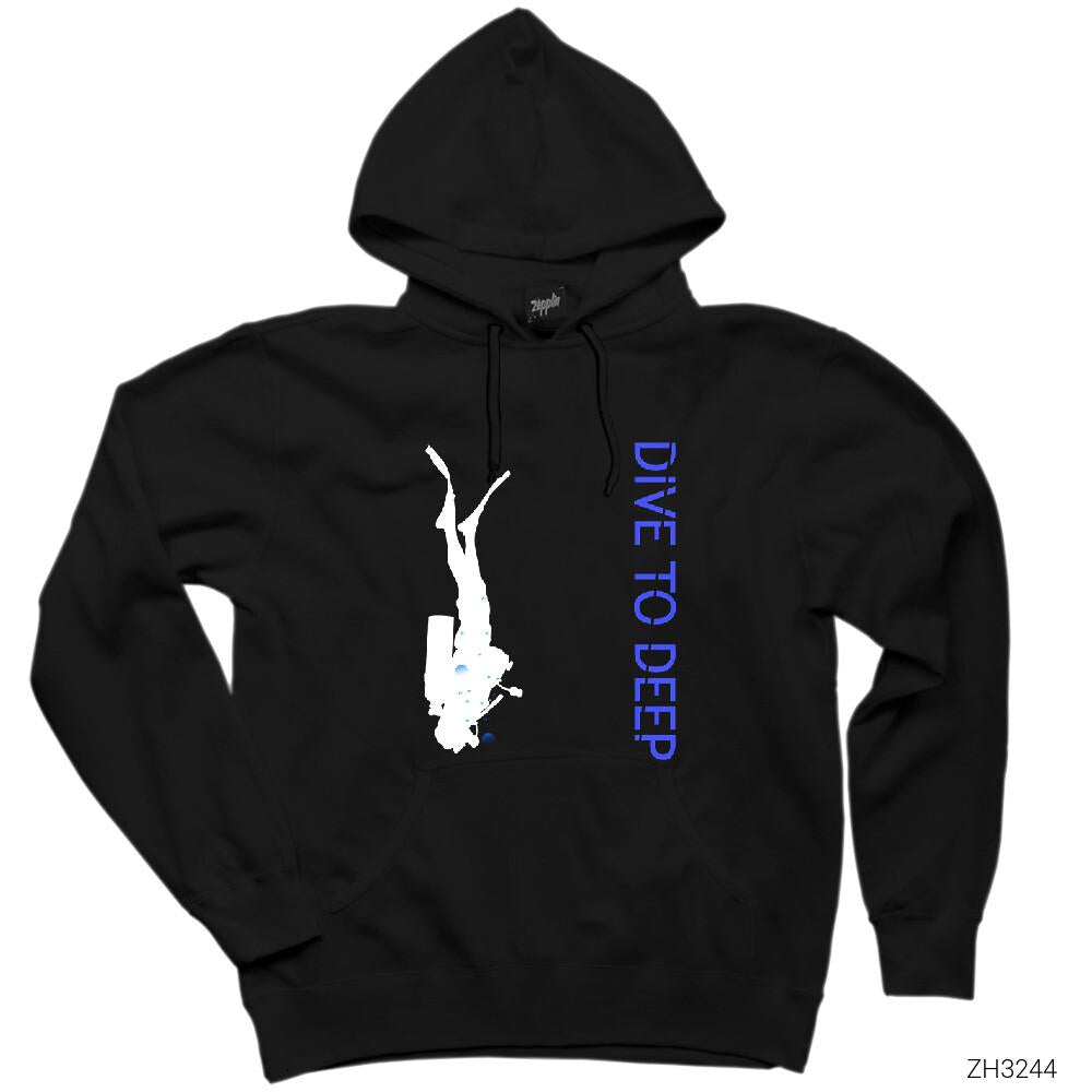 Dalgıç Dive to Deep Siyah Kapşonlu Sweatshirt Hoodie