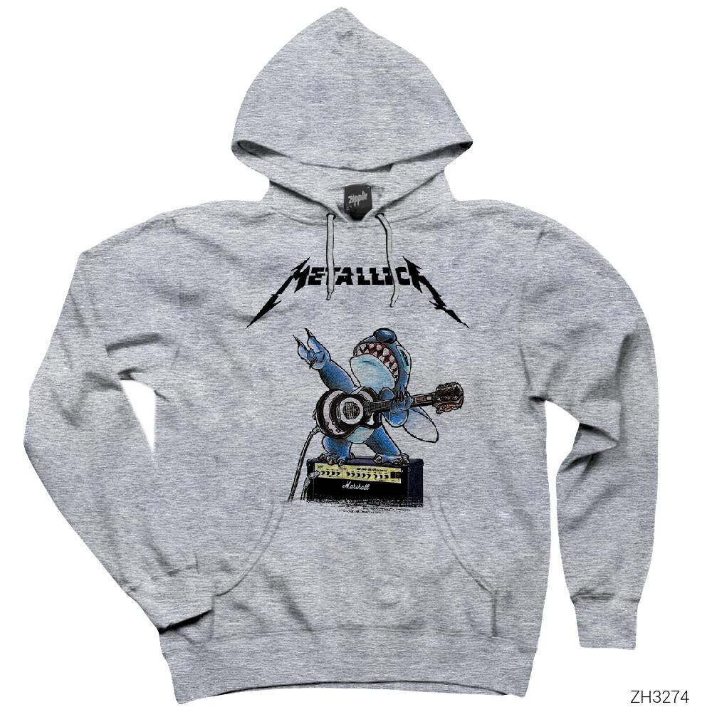 Metallica Animal Rock n Roll Gri Kapşonlu Sweatshirt Hoodie