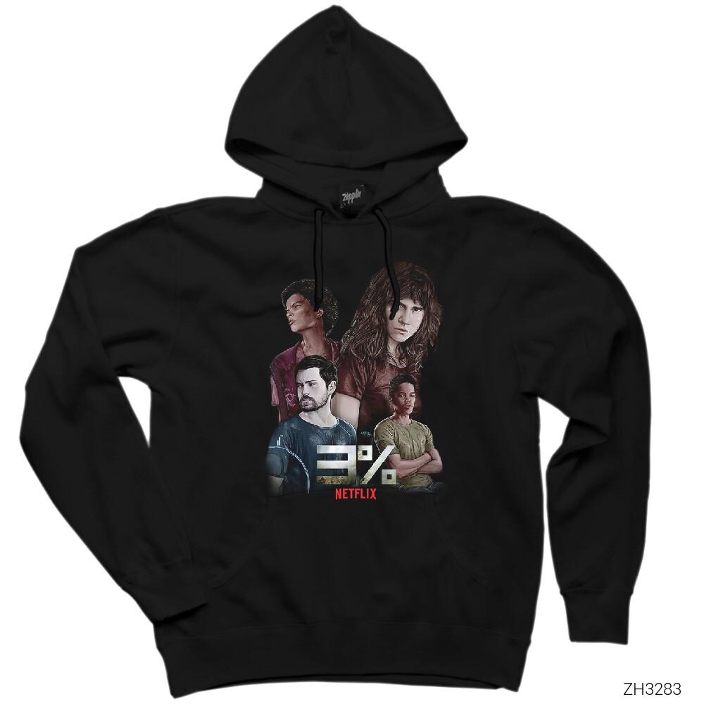 3% Percent Netflix Siyah Kapşonlu Sweatshirt Hoodie