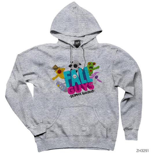 Fall Guys Team Gri Kapşonlu Sweatshirt Hoodie