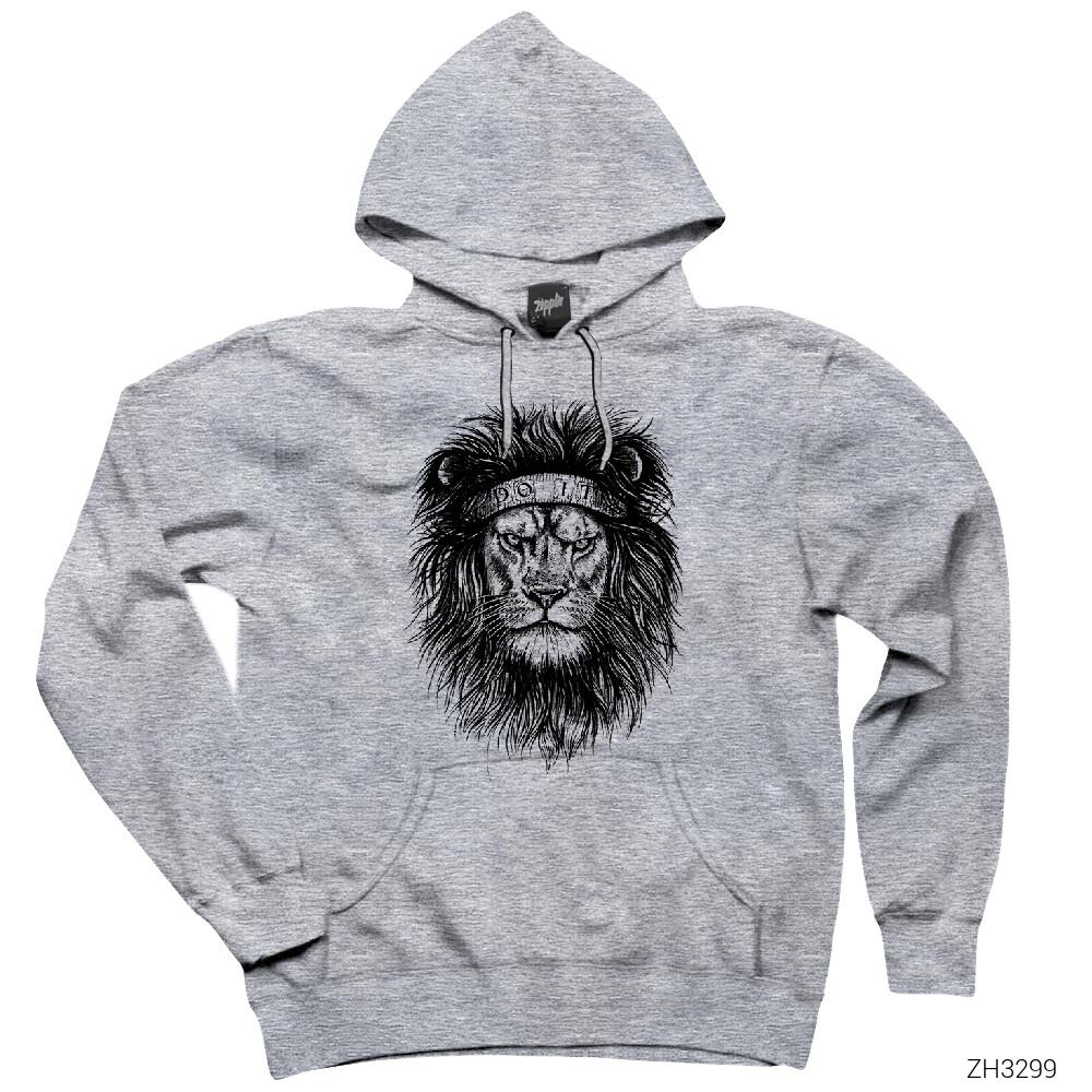Aslan Just Do It Gri Kapşonlu Sweatshirt Hoodie
