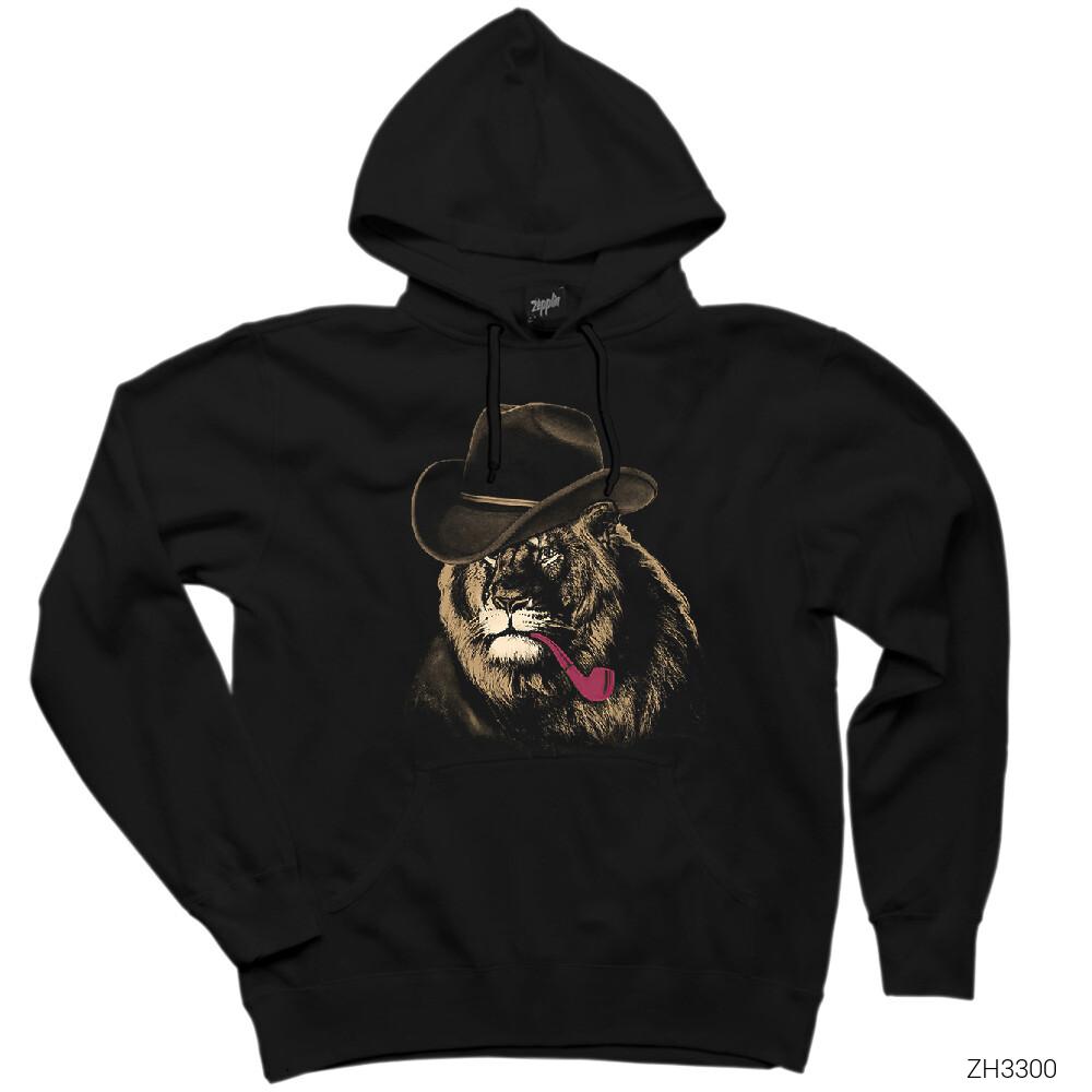 Aslan Kovboy Siyah Kapşonlu Sweatshirt Hoodie