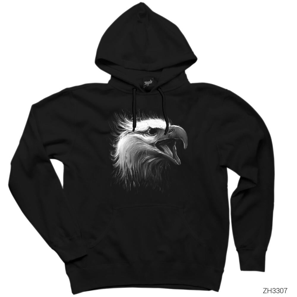 Kartal BW Siyah Kapşonlu Sweatshirt Hoodie