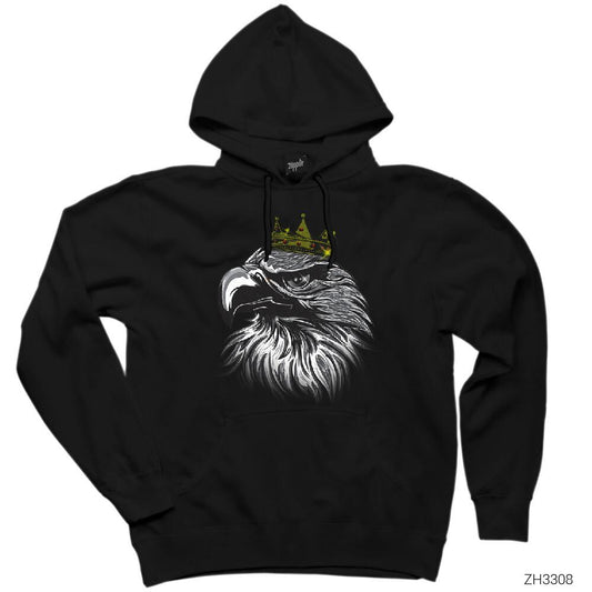 Kartal Kral Siyah Kapşonlu Sweatshirt Hoodie