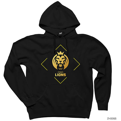 Mad Lions Line Siyah Kapşonlu Sweatshirt Hoodie
