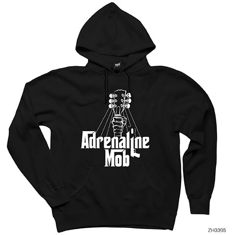 Adrenaline Mob Guitar Siyah Kapşonlu Sweatshirt Hoodie