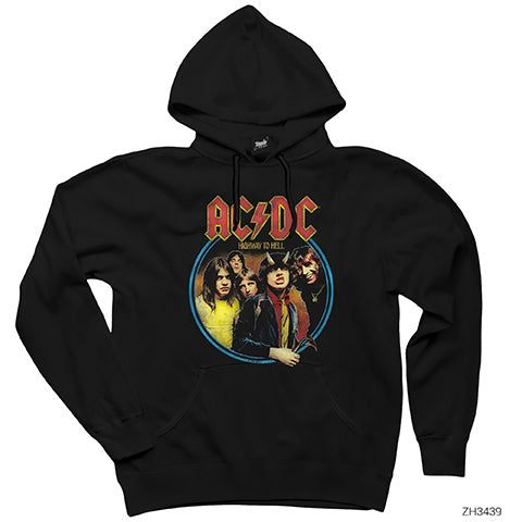 AC DC Highway to Hell Siyah Kapşonlu Sweatshirt Hoodie