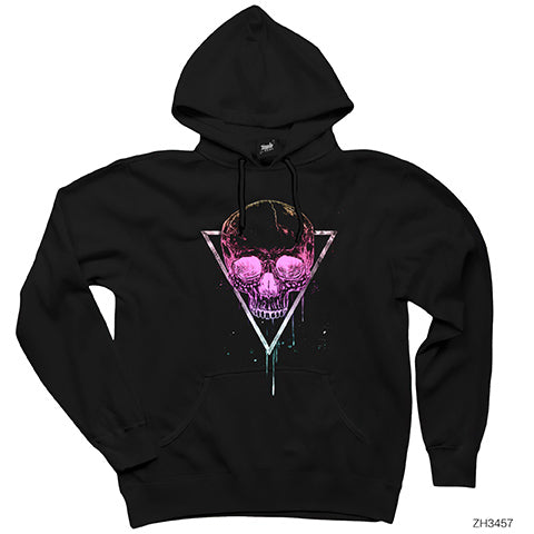 Skull Pink Kufu Kafa Siyah Kapşonlu Sweatshirt Hoodie