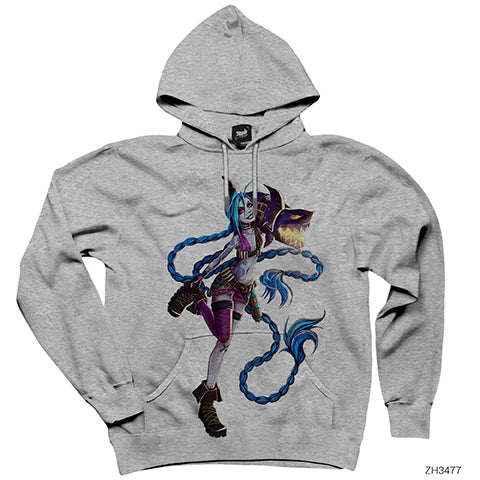 Jinx Crazy Gri Kapşonlu Sweatshirt Hoodie