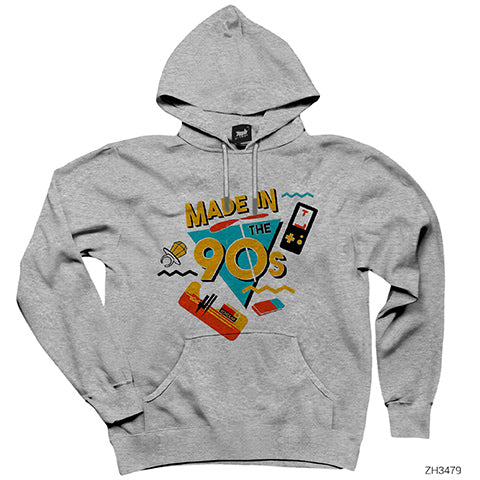 90lar Nostalji Gri Kapşonlu Sweatshirt Hoodie