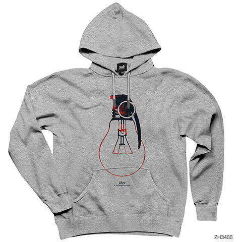Fikir Güçlü Bir Silahtır Gri Kapşonlu Sweatshirt Hoodie