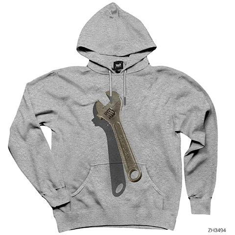 İngiliz Anahtarı Gri Kapşonlu Sweatshirt Hoodie