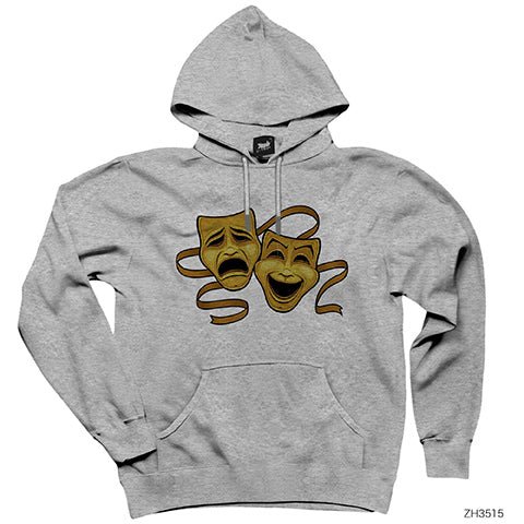 Tiyatro Sembolü Gri Kapşonlu Sweatshirt Hoodie