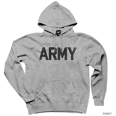 Army Gri Kapşonlu Sweatshirt Hoodie