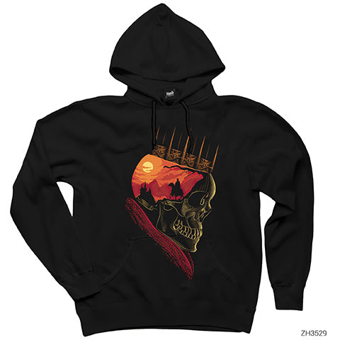 Kurukafa Kral Siyah Kapşonlu Sweatshirt Hoodie