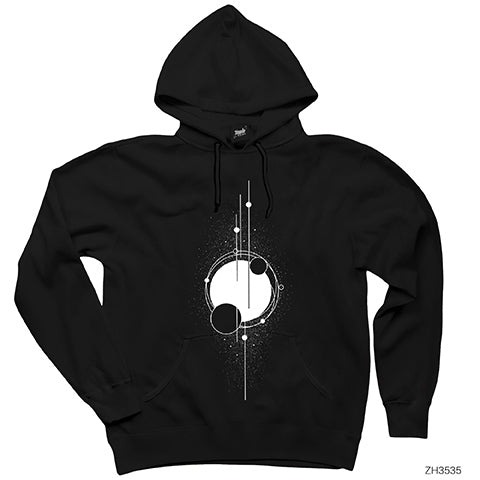 Solar Güneş Sistemi Siyah Kapşonlu Sweatshirt Hoodie