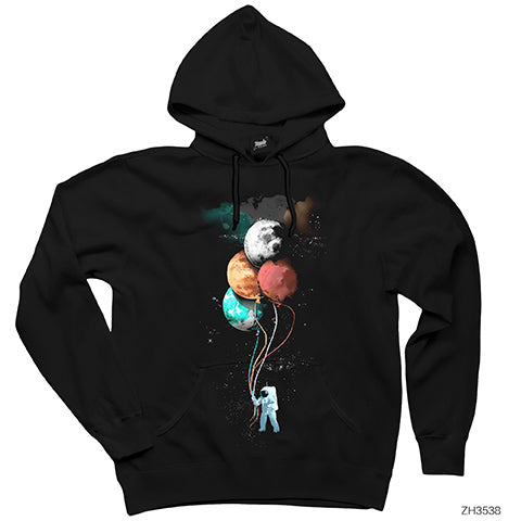 The Spaceman Trip Siyah Kapşonlu Sweatshirt Hoodie