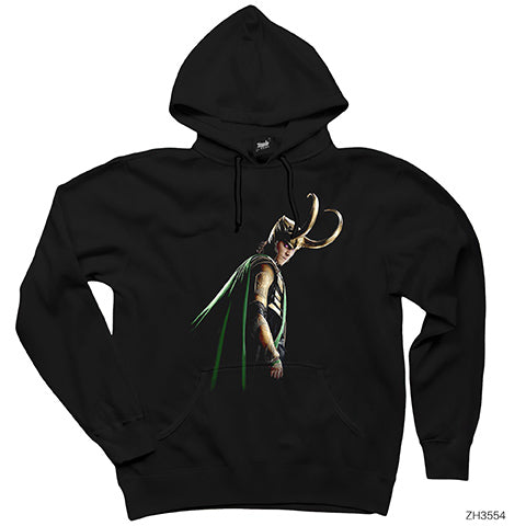 Horned Loki Siyah Kapşonlu Sweatshirt Hoodie