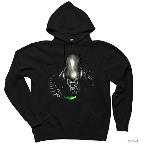 Warrior Aliens Siyah Kapşonlu Sweatshirt Hoodie