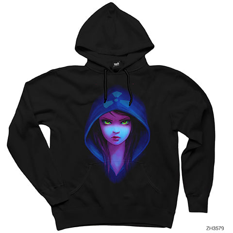 Anime Chemical Girl Siyah Kapşonlu Sweatshirt Hoodie