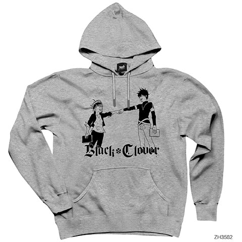 Black Clover Asta And Yuno Gri Kapşonlu Sweatshirt Hoodie