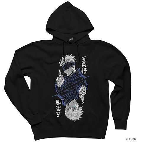 Gojo Satoru Jujutsu Siyah Kapşonlu Sweatshirt Hoodie