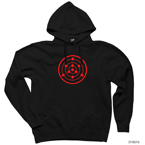 Rinne Sharingan Siyah Kapşonlu Sweatshirt Hoodie