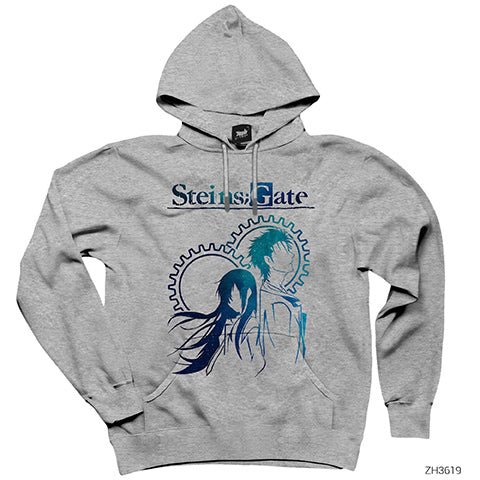 Steins Gate Gri Kapşonlu Sweatshirt Hoodie