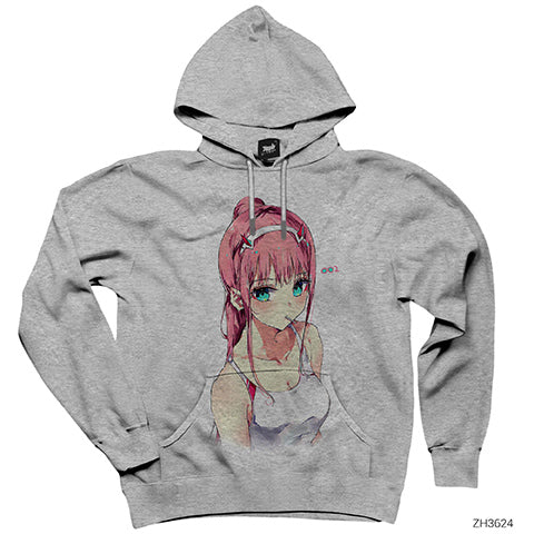 Zero Two Gri Kapşonlu Sweatshirt Hoodie